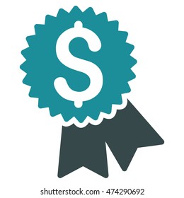 Featured Price Tag icon. Vector style is bicolor flat iconic symbol with rounded angles, soft blue colors, white background.