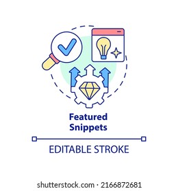 Featured snippets concept icon. Quick query answer. Advanced SEO technique abstract idea thin line illustration. Isolated outline drawing. Editable stroke. Arial, Myriad Pro-Bold fonts used