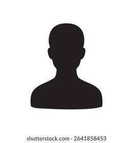 Featureless human figure half body monochrome illustration or male skinhead monochrome silhouette illustration