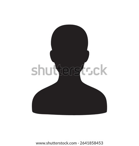 Featureless human figure half body monochrome illustration or male skinhead monochrome silhouette illustration