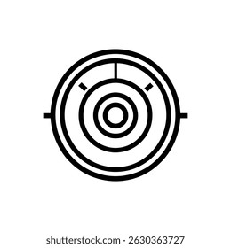 Features an abstract vector design showcasing concentric circles with a central focus point. Rendered in black against a transparent background, graphic is clean and minimal.