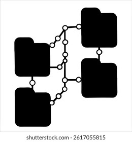 Features black folders interconnected through lines and circles. The simple design is isolated on a transparent background. - Powered by Shutterstock - Get 15% off with code: PIKWIZARD15