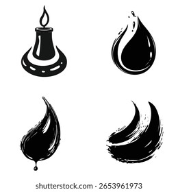 Apresenta chama gráfica preta da vela, rasgo, traçado do pincel em um layout transparente. Apresentando simplicidade e versatilidade para vários projetos criativos.