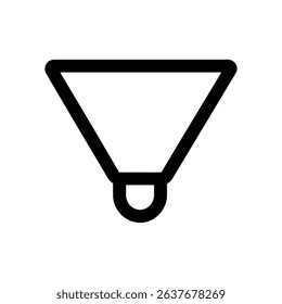 Features a black line funnel icon, a simple outline graphic symbol, cleanly isolated on a transparent background. Ideal for minimalist designs.