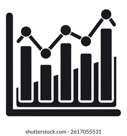 Features a black line graph displaying columns and a trendline, set against a transparent background for seamless integration. - Powered by Shutterstock - Get 15% off with code: PIKWIZARD15