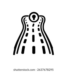 Features a black road icon design, with dashed lane markers on a transparent backdrop. This clean vector is ready for various creative projects.