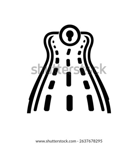 Features a black road icon design, with dashed lane markers on a transparent backdrop. This clean vector is ready for various creative projects.