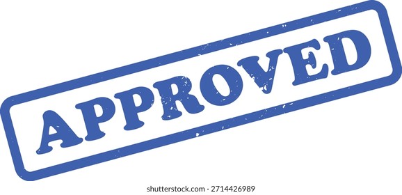 Features a blue APPROVED rubber stamp with a textured design isolated on a white background, ideal for demonstrating official approval.