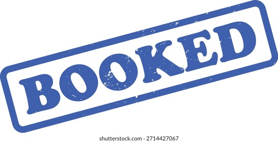 Cuenta con un sello reservado azul con un efecto de textura afligido. El borde rectangular agrega un contorno definido contra el fondo blanco, adecuado para diversas aplicaciones.