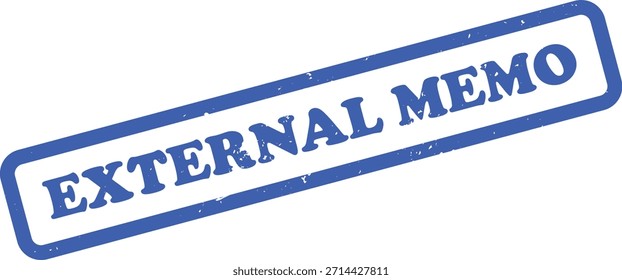 Cuenta con un sello de goma MEMO EXTERNO azul sobre un fondo blanco con una textura ligeramente gruñona, perfecto para agregar una sensación auténtica.