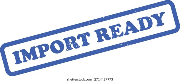 Apresenta um selo de texto azul Import Ready com uma textura grunge contra um fundo branco, fornecendo um elemento gráfico versátil.