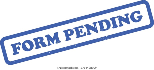 Cuenta con un sello de goma azul entintado, ligeramente angulado con la frase 'Forma Pendiente', perfecto para crear diseños que comunican el Estado del documento claramente en blanco.