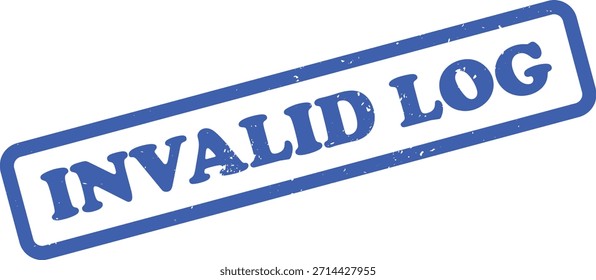 Cuenta con un efecto de sello de goma LOG NO VÁLIDO azul contra un fondo blanco. El diseño tiene esquinas redondeadas y textura sutil para un aspecto estampado auténtico.