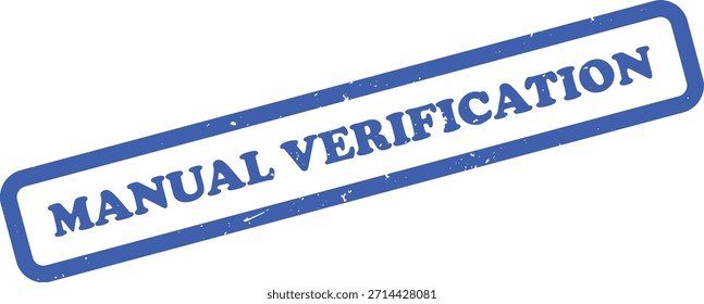 Presenta un diseño de sello de goma azul con la frase Verificación manual, con un fondo transparente, que transmite una sensación de autenticidad.