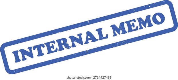 Cuenta con una impresión de sello de goma azul que lee la nota interna. El diseño muestra textura grunge contra un fondo blanco, adecuado para temas relacionados con la oficina.