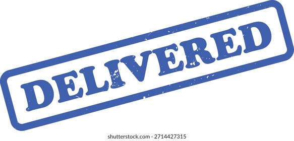 Features a blue rubber stamp with the word Delivered overprint with a white background, its rectangular shape making it very distinct.