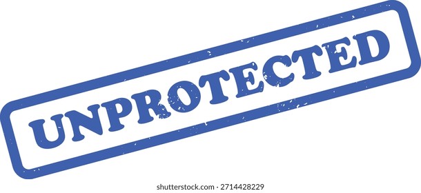 Cuenta con un sello de goma sin protección azul con esquinas redondeadas, sobre un fondo blanco limpio. El efecto de sello muestra una textura ligeramente angustiada o grunge.