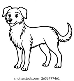 Features a cartoon dog. This stylized outline of dog has simple design and playful illustration on a transparent background, suitable for creative projects.