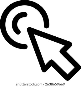 Features a click or selection symbol, suitable for representing actions, links, or interactive elements on websites and applications.