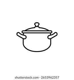 Verfügt über einen Kochtopf mit einem Deckel, minimalistischen Stil, entworfen mit sauberen Linien auf transparentem Hintergrund, die vielseitige Nutzung über verschiedene Designs.