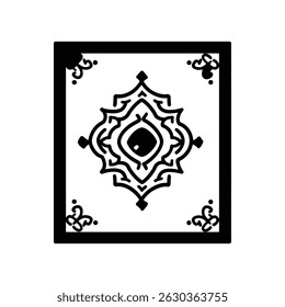 Cuenta con un adorno floral centrado decorativo y un marco de diseño de patrón floral contra un telón de fondo transparente, ideal para diversas aplicaciones creativas.