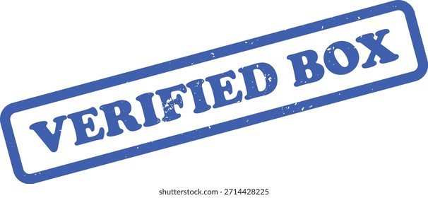 Features a grunge-styled stamp design with VERIFIED BOX in blue, set against a clean white backdrop. Isolated design adds to versatility.