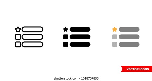 Features icon of 3 types: color, black and white, outline. Isolated vector sign symbol.