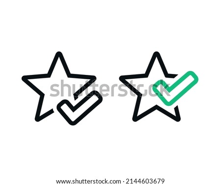 Features icon. Star with checkmark. Vector illustration