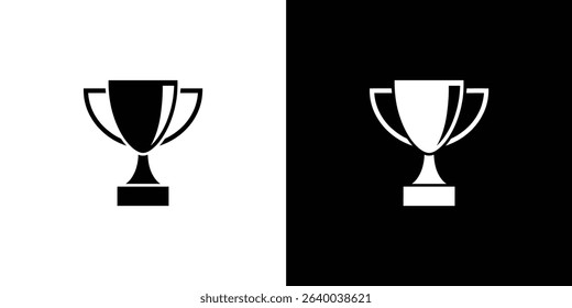 Features iconic black and white trophy symbols, celebrating champions. Ideal for vector graphics and designs related to awards, recognition, and winning achievements.
