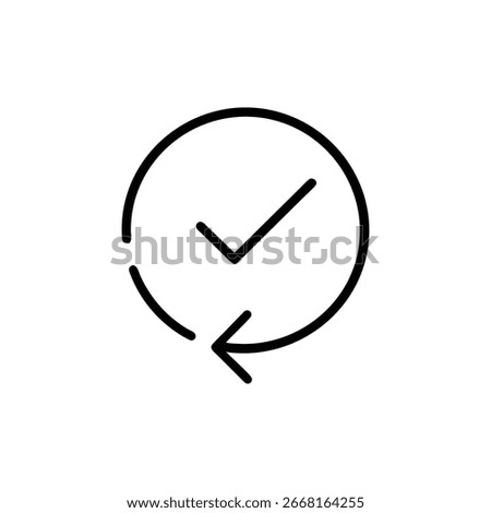 Features a line icon on a transparent background with a circular arrow and a check mark, symbolizing refresh or update functions, designed for seamless integration.