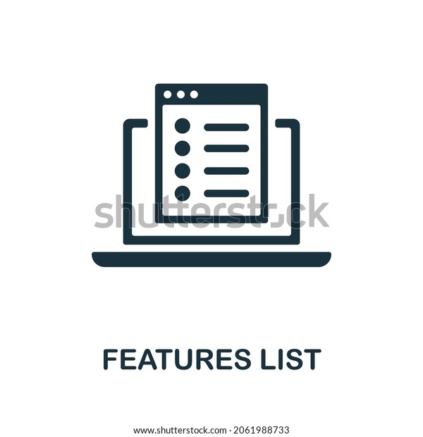 Features List icon. Monochrome sign from graphic\
design collection. Creative Features List icon illustration for web\
design, infographics and\
more