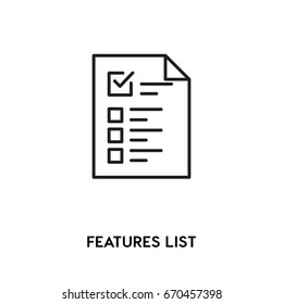 Features List Vector Icon, Check List Symbol. Modern, Simple Flat Vector Illustration For Web Site Or Mobile App