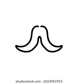 Features a meticulously designed mustache icon. Crafted with bold, precise line art on a transparent backdrop, ideal for overlays, icons, and digital projects.