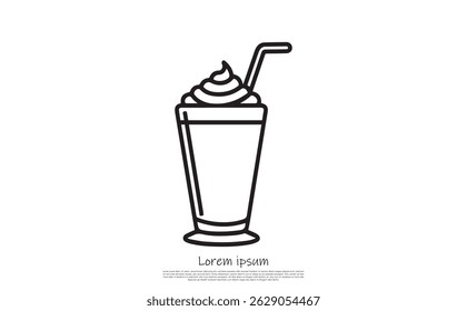 Features a meticulously outlined drink topped with whipped cream and equipped with a straw, set against a transparent backdrop