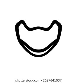 Features a minimalist abstract shape with a bold, black outline, presented as a vector element on a transparent background.