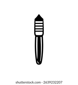 Features a minimalist black mascara wand applicator design, rendered with a transparent background for versatile use in various digital applications.