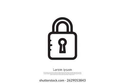 Features a minimalist black padlock icon, characterized by clean lines and a keyhole, presented in a vector format on a transparent backdrop.