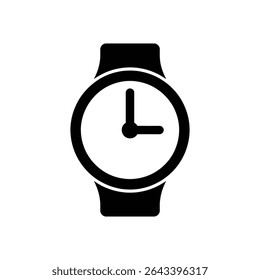 Features a minimalist watch icon with a round face, displaying black hands, complemented by a transparent background, highlighting its clean, vector design. - Powered by Shutterstock - Get 15% off with code: PIKWIZARD15