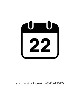 Features a minimalistic calendar icon with rounded edges. The calendar displays the number 22 in bold, set against a clean, transparent background, perfect for versatile use.