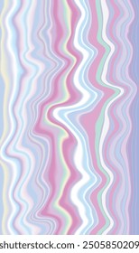  features a pattern of wavy lines creating a moiré effect. The lines are multicolored, with shades of pink, green, blue, and purple on a pale background. The pattern is dense and rhythmic, producing a