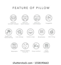 Features Of Pillow Icon Set - Simple