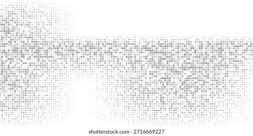 Presenta partículas aleatorias en un mosaico caótico con un patrón de puntos lineales. Fondo abstracto de punto de semitono. Ideal para Anuncios, carteles, Sitios web y marcos de redes sociales. Ilustración vectorial.