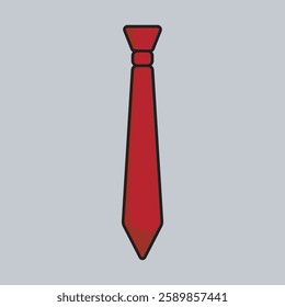 features a red tie in a cartoon style drawn on a light gray background.