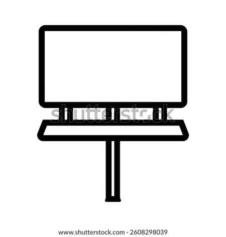 Features a roadside billboard outline vector. Isolated graphic illustration with a transparent background is a minimalistic line art design, signboard style