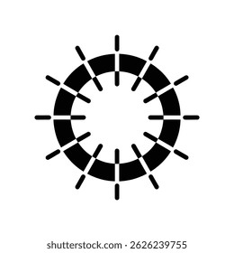 Features a round shape composed of circular segments interspersed with radiating lines, isolated on a transparent background, rendered in a simple icon style.
