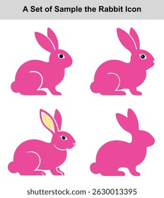 Features a set of four cute pink rabbit silhouettes, cleanly isolated on a white background. These playful animal designs are perfect for spring, Easter, or general art projects.