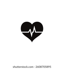 Features a simple black heart-shaped design with a heart rate line running through it, set against a transparent backdrop. Easy to use and incorporate into designs.
