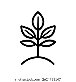 Apresenta um esboço simples e elegante ilustração de uma planta jovem com folhas emergindo do solo em um pano de fundo transparente. Ideal para projetos ecológicos.