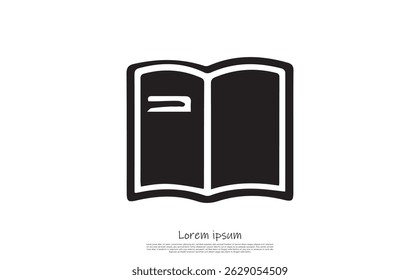 Features a simple, isolated open book icon with a minimalist design on a transparent background, ideal as an education symbol.