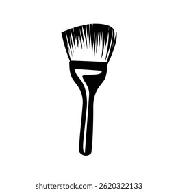 Features a single, stylized paint brush illustration in solid black, isolated against a clean, transparent backdrop ideal for various creative applications.